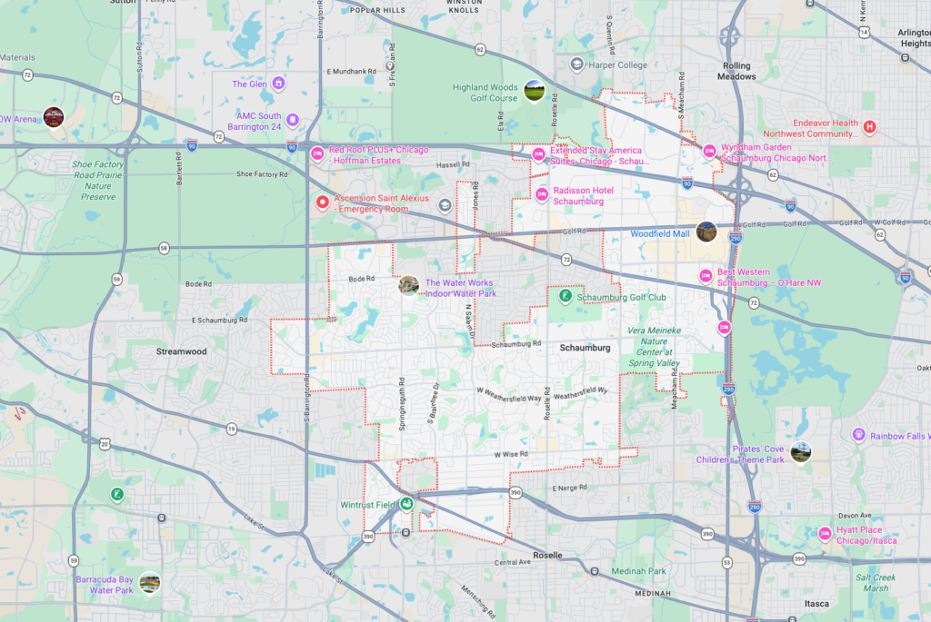Roofing Contractor Schaumburg IL map