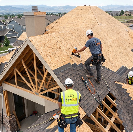 HomeBuild Roofing contractor supervising new roof installation in Chicagoland