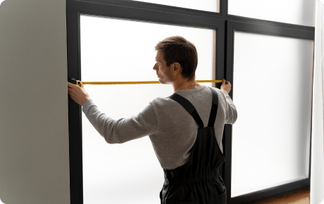 man measuring window, window replacement chicago cost