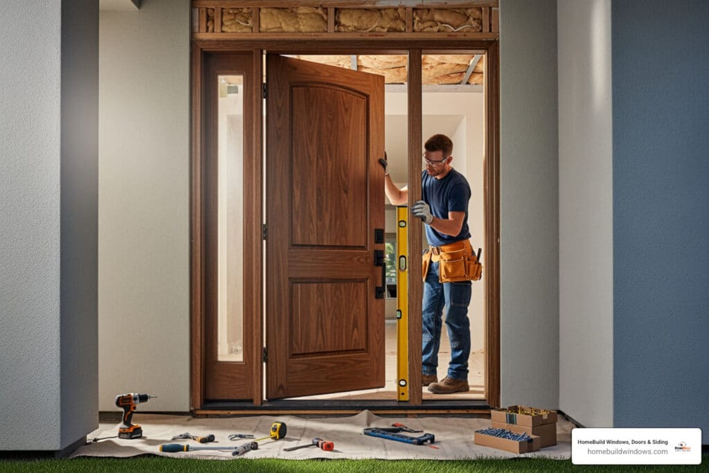 New entry door installation