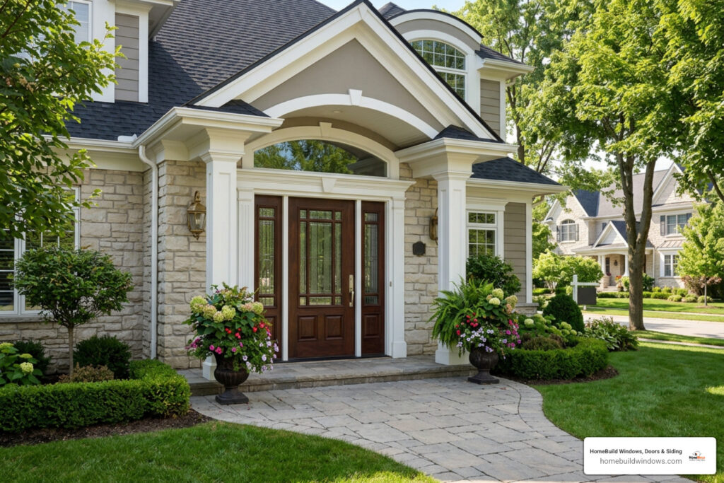 double door with sidelites grand entrance curb appeal