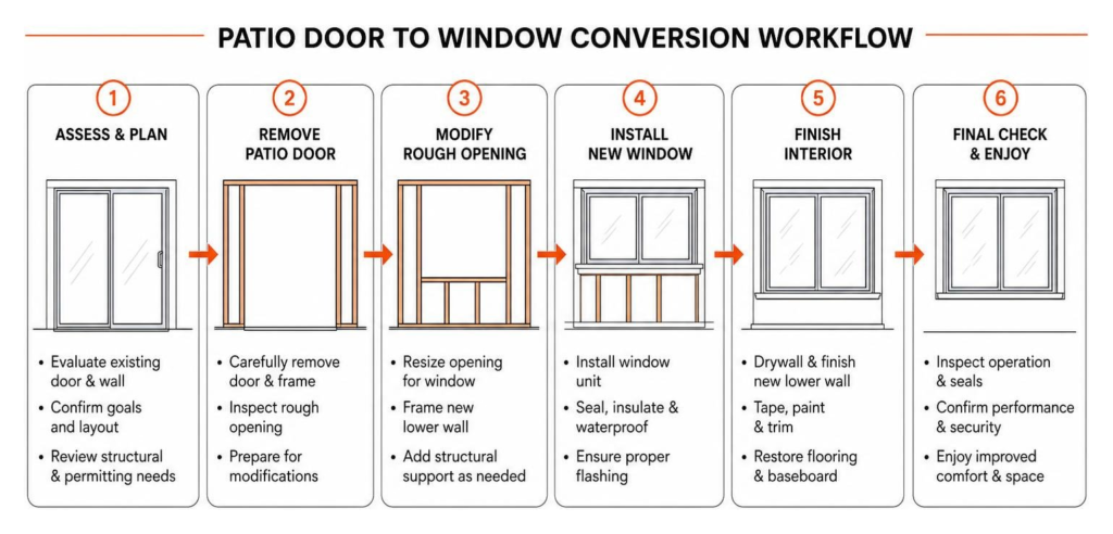 Patio door to window conversion workflow