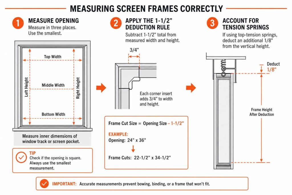 Measuring screen frames correctly diagram