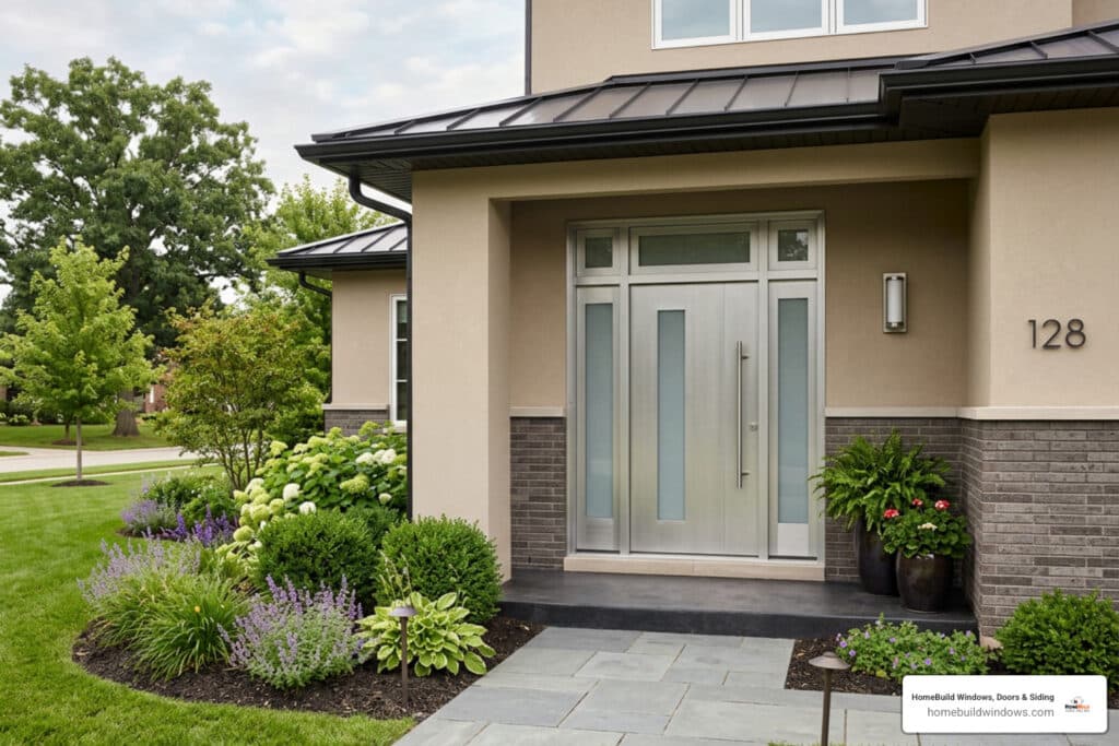 aluminium front doors with side panels