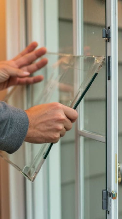 changing glass on front door